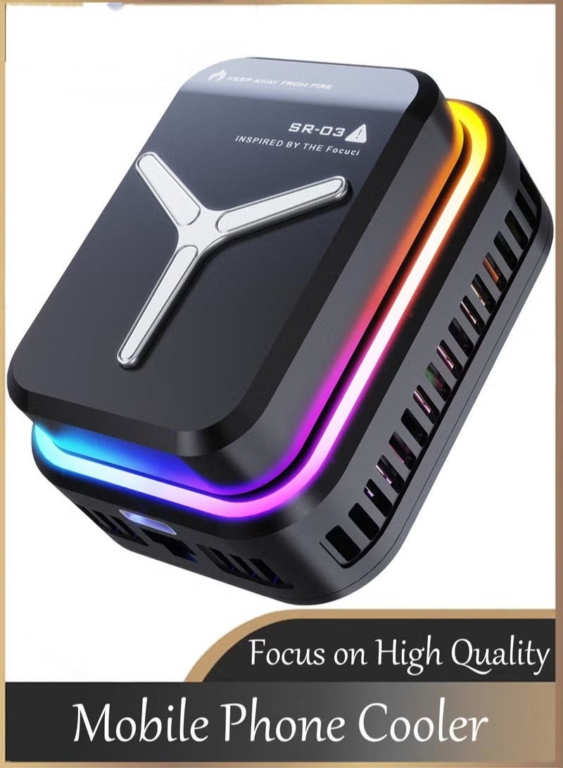 general Magnetic Mobile Cooler，Mobile Phone Cooler Fan，USB Cooling Fan for Phone, Temp Smart Control, RGB Light，Universal Semiconductor Radiator Game Pad Holder Stand - Image 1