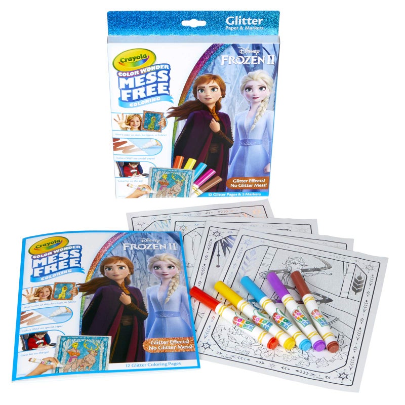 Crayola Frozen 2 Glitter Effects Color Wonder Set, Mess Free Coloring, Gift for Kids, 3, 4, 5, 6 - Image 1