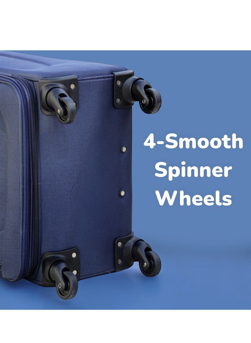 ZAAPPY Soft Shell 24 Inch Medium Checked Luggage, Ultra Lightweight, Expandable, 4 Smooth Wheels with Combination Locks - Image 2