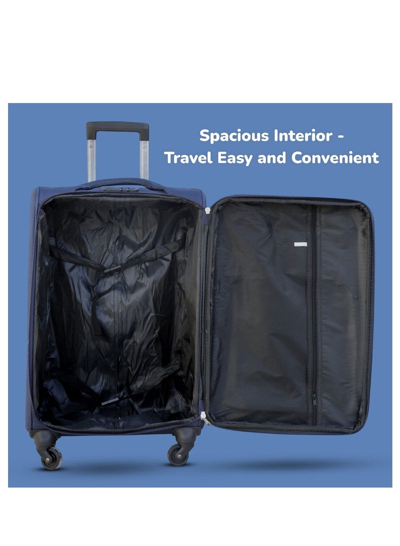 ZAAPPY Soft Shell 24 Inch Medium Checked Luggage, Ultra Lightweight, Expandable, 4 Smooth Wheels with Combination Locks - Image 3
