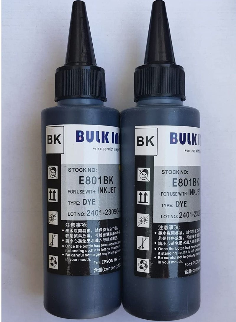 Color Cartridge Refill Ink For All Printer Set. her. (100ml, Black x2) - Image 1