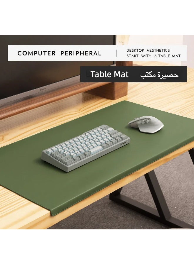 Leather Desk Mat with Folded Edge – Anti-Slip Office Mouse Pad & Keyboard Mat – Green - Image 1