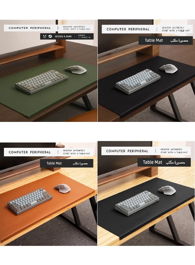 Leather Desk Mat with Folded Edge – Anti-Slip Office Mouse Pad & Keyboard Mat – Green - Image 2