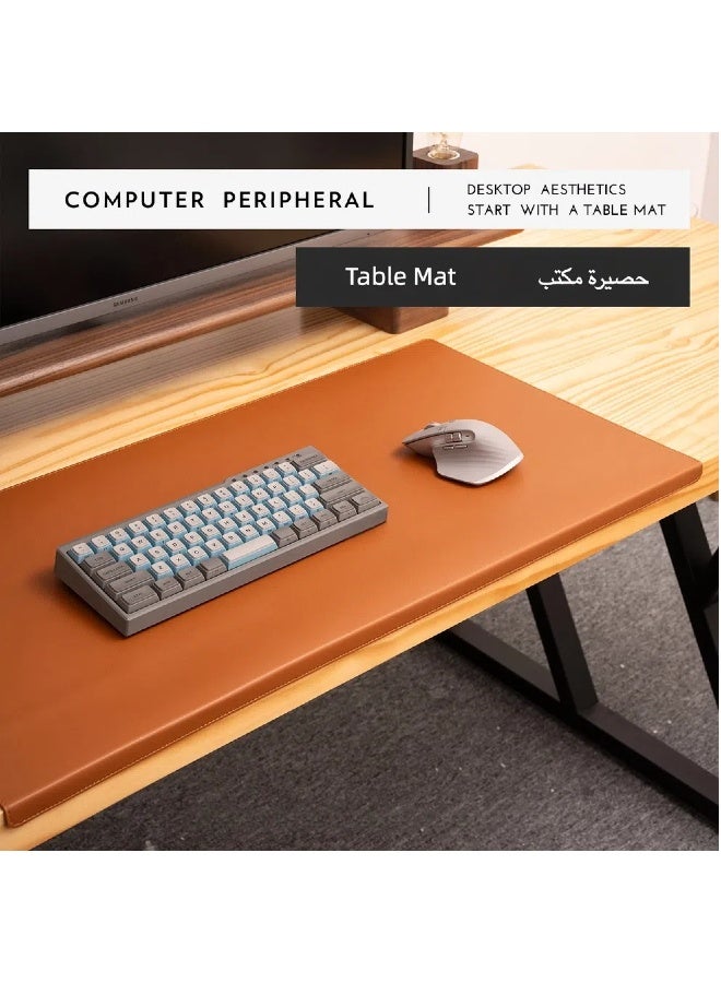 Leather Desk Mat with Folded Edge – Anti-Slip Office Mouse Pad & Keyboard Mat – Green - Image 3