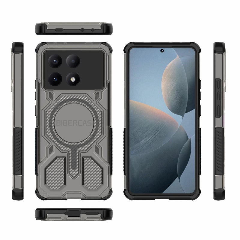 BIBERCAS For Redmi K70E Transparent Color Series Magsafe Air Bag Shockproof Phone Case(Black) - Image 2