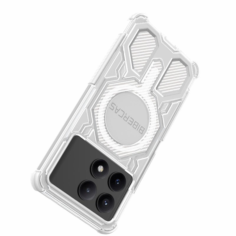 BIBERCAS For Redmi K70E Transparent Color Series Magsafe Air Bag Shockproof Phone Case(Black) - Image 5