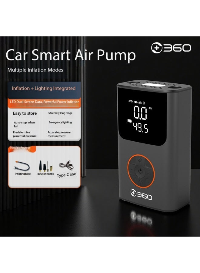 360 مضخة هواء محمولة 360 لاسلكية لإطارات السيارات – شاشة رقمية LCD مزدوجة، إيقاف تلقائي، قابلة لإعادة الشحن للسيارات والدراجات النارية والدراجات الهوائية والكرات - Image 5