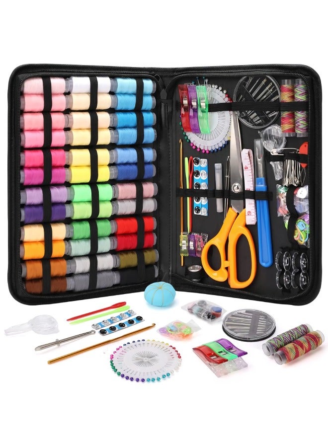 Large Sewing Kit for Adults, Portable Hand Sewing Kit with Ultra-Sharp 8" (20.3cm) Scissors, Needle and Thread Kit for Beginners & Professionals, 38XL Thread Spools, 30 Needles, Compact Travel Sewing Repair Kit, DIY Gift for Tailors & Crafters