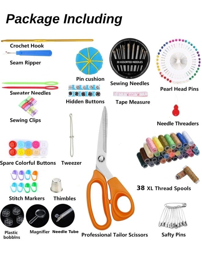Farahom Large Sewing Kit for Adults, Portable Hand Sewing Kit with Ultra-Sharp 8" (20.3cm) Scissors, Needle and Thread Kit for Beginners & Professionals, 38XL Thread Spools, 30 Needles, Compact Travel Sewing Repair Kit, DIY Gift for Tailors & Crafters - Image 2