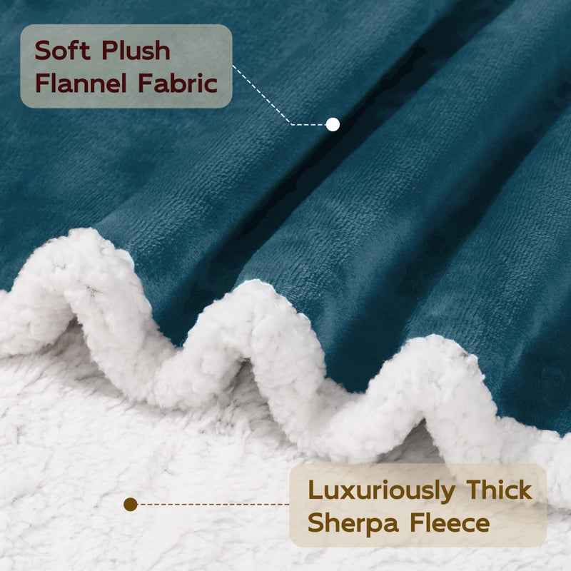 Beautex Sherpa Fleece رمي البطانيات الناعمة الناعمة الفانيلا الفخمة بطانية ورمي البطانيات الحضن المريحة غامضة لأريكة أريكة أريكة (50 "" × 60 "" الأزرق " - Image 4