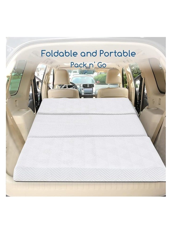 Comfy White Folding Quilted 180x 90x 10 Cm With Knitted Cotton Fabric - Image 5