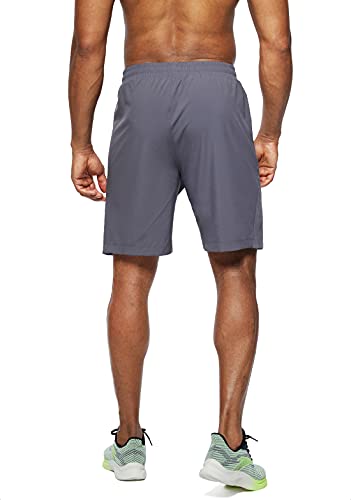 Pudolla Men's Workout Running Shorts Lightweight Gym Athletic Shorts for Men with Zipper Pockets (Dark Gray Small) - Image 3