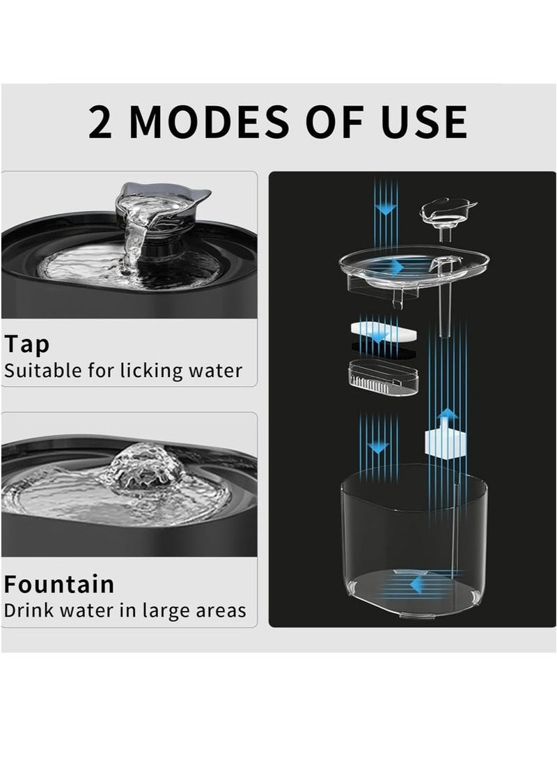 كيلا نافورة مياه للقطط مع فلتر مياه، نافورة مياه أوتوماتيكية من الفولاذ المقاوم للصدأ للحيوانات الأليفة لترطيب صحي ومياه عذبة، موزع مياه هادئ ووعاء شرب للحيوانات الأليفة (أسود) - Image 3