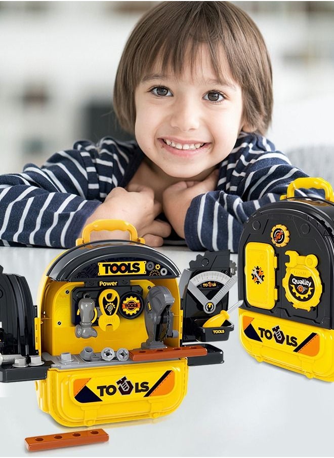 GROIC - Pretend Play Tools Set Kit Toys for Kids,Toy Tool Backpack Sets,Toy Tool Box Play Set,Two-sided Backpack Suitcase,Tools Set Role Play Construction Mechanic Tools Set - Image 1