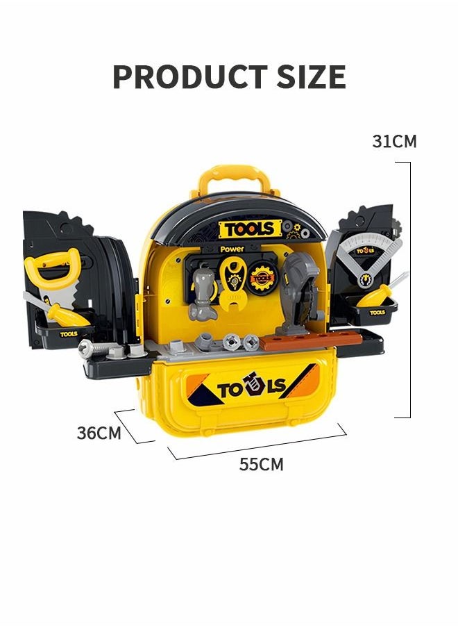 GROIC - Pretend Play Tools Set Kit Toys for Kids,Toy Tool Backpack Sets,Toy Tool Box Play Set,Two-sided Backpack Suitcase,Tools Set Role Play Construction Mechanic Tools Set - Image 1