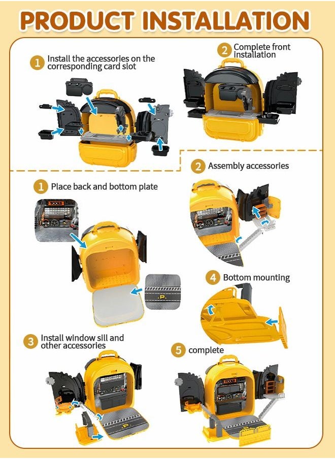 GROIC - Pretend Play Tools Set Kit Toys for Kids,Toy Tool Backpack Sets,Toy Tool Box Play Set,Two-sided Backpack Suitcase,Tools Set Role Play Construction Mechanic Tools Set - Image 1