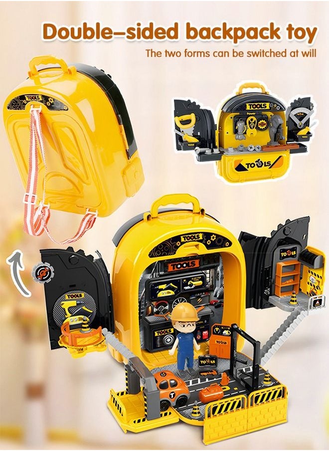GROIC - Pretend Play Tools Set Kit Toys for Kids,Toy Tool Backpack Sets,Toy Tool Box Play Set,Two-sided Backpack Suitcase,Tools Set Role Play Construction Mechanic Tools Set - Image 1