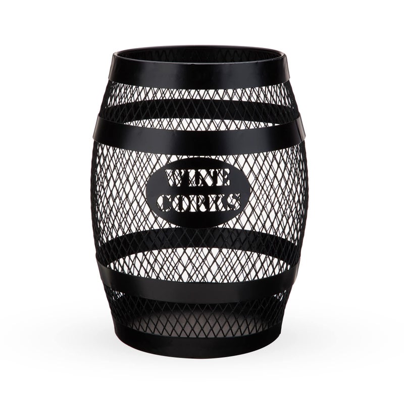 Twine Twine Barrel Cork Holder Metal Decorative Wine Cork Collection Storage Rustic Black Finish Black Holds 150 Corks Set of 1 