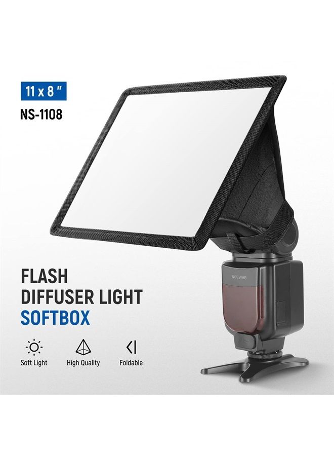 Neewer NEEWER Flash Diffuser Light Softbox 11" x 8", Universal, Collapsible with Storage Pouch Compatible with Canon Nikon Sony Godox Yongnuo NEEWER speedlight  - Image 2
