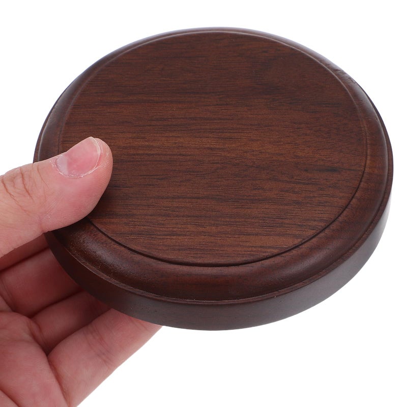 Thickened Round Solid Wood Plant Stand 10x10x2cm Bonsai Display Pedestal Indoor Outdoor Pot Holder - Image 5