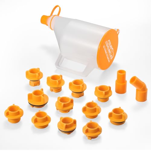 FOUR UNCLES 15L Oil Funnel Kit Universal NoSpill Engine Oil Funnel with 14 Adapters Fits for Most Cars Trucks SUVs HandsFree Operation and Transparent Monitoring - Image 1