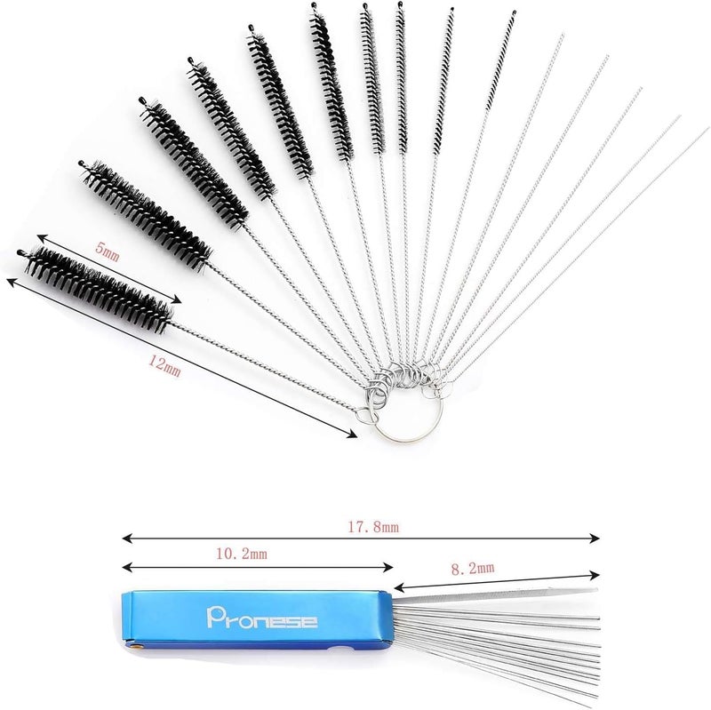 Pronese 3 Set Carbon Dirt Jet Remove Cleaner For Carburetor, Airbrush, Spray Gun-5 Cleaning Needles+10 Nylon Brushes +13 Pieces Cleaning Wires Set + 1 Sharpen Pick Tool Kit，Remove Nozzle Paint, Dirt Elegant upgraded practical design - Image 4