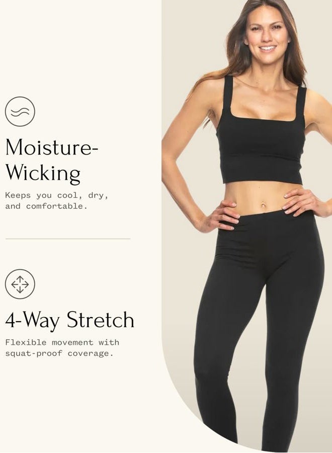 Felina Leggings Wide Waistband Suede Light Weight Super Soft Mid Rise Silhouette 2 Pack (2 Pack - Black, Medium) - Image 4
