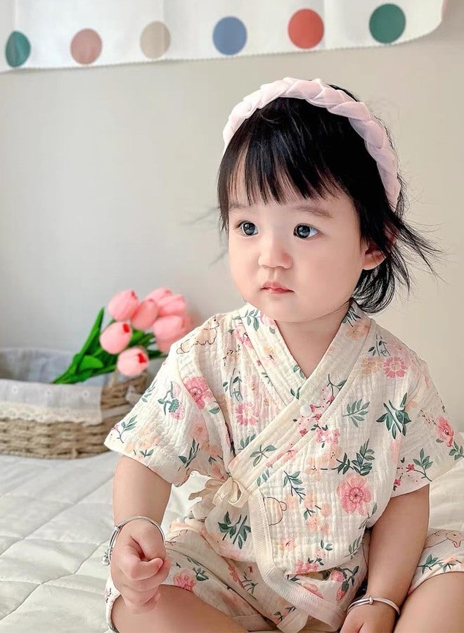 BINIDUCKLING Baby Kimono Robes Cotton Muslin Romper Clothes 12 Months Bunny & Flower - Image 2
