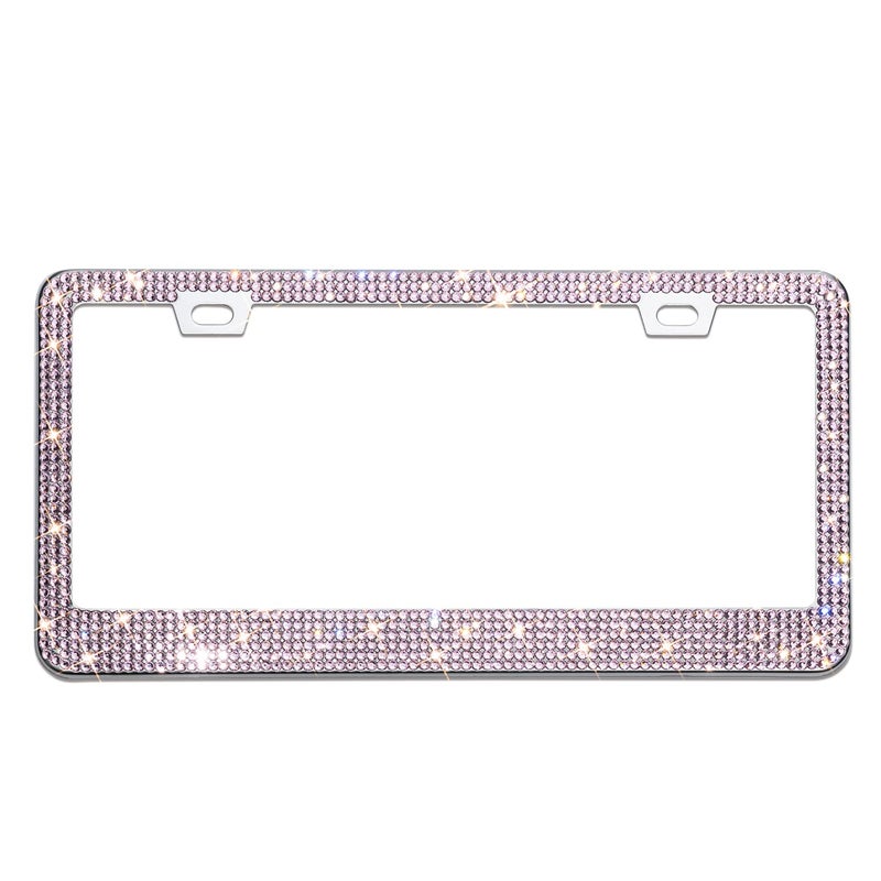 OKLPF Bling License Plate Frame for Women, 1PCS Sparkly License Plate Frames| Over 1200 pcs 14 Facets Bedazzled Clear Glass Diamond Rhinestone Crystals w/Free Glitter Diamond Box (Pink) - Image 2