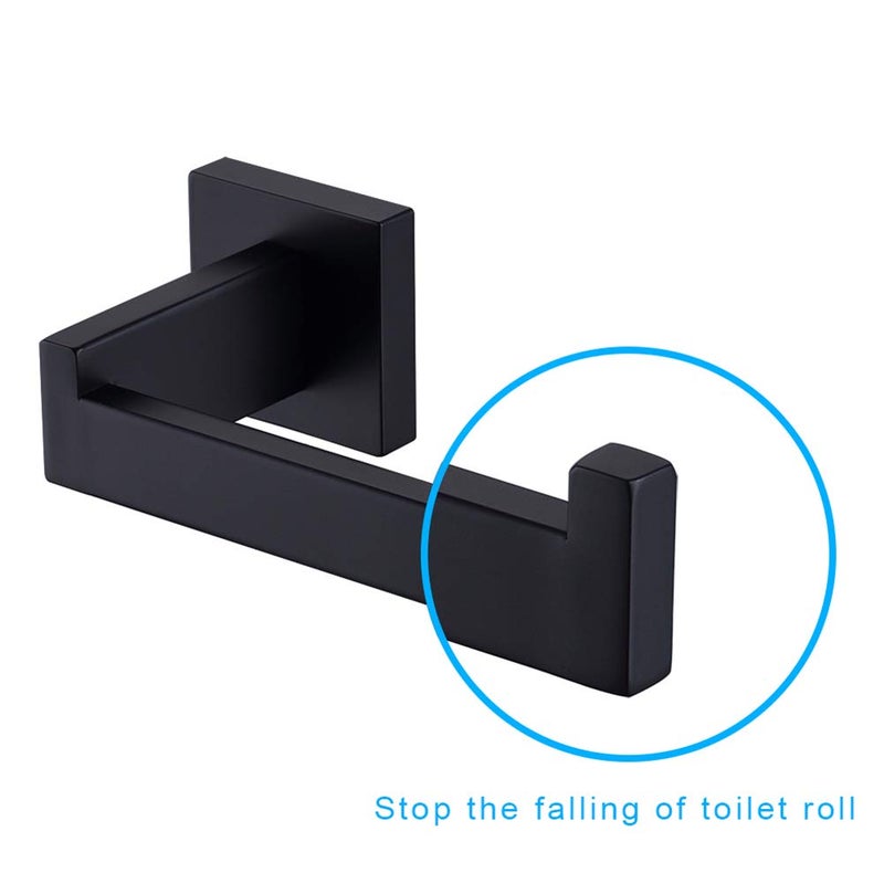 TASTOS Toilet Paper Holder Matte Black  Toilet Tissue Roll Holders Dispenser and Hangers Wall Mounted for Bathroom & Kitchen  Stainless Steel Modern Square Style 2 Pack - Image 5