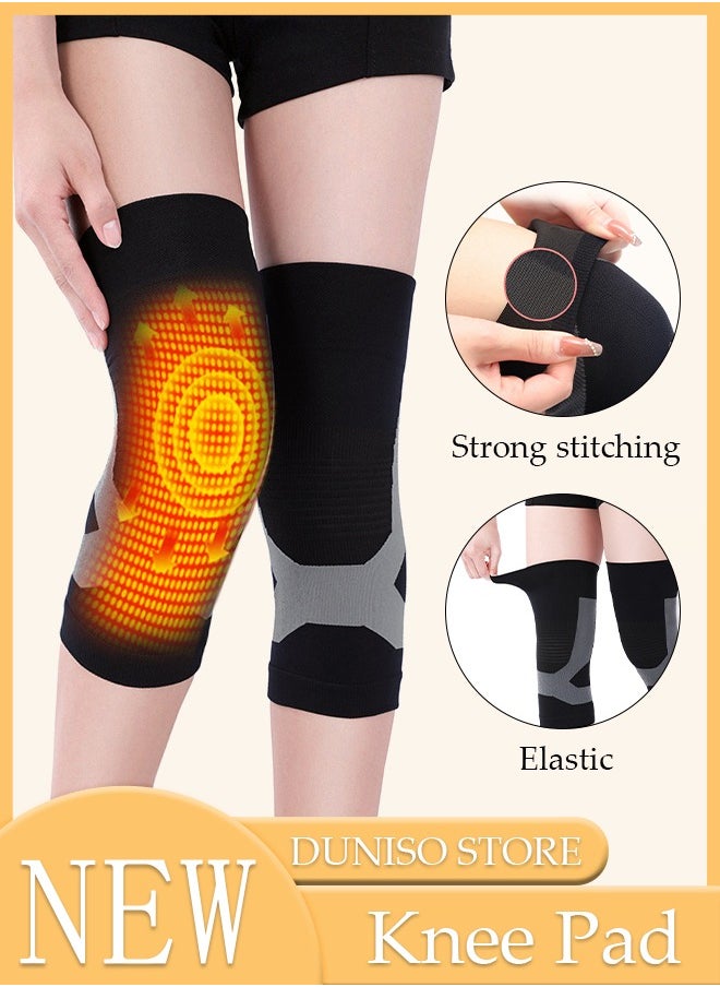 DUNISO 2PCS Knee Pad with Graphene Heating Material Compression Heating Knee Support Braces for Sports Injury Arthritis Knee Warmth Senile Cold Legs Knee Pain  - Image 1