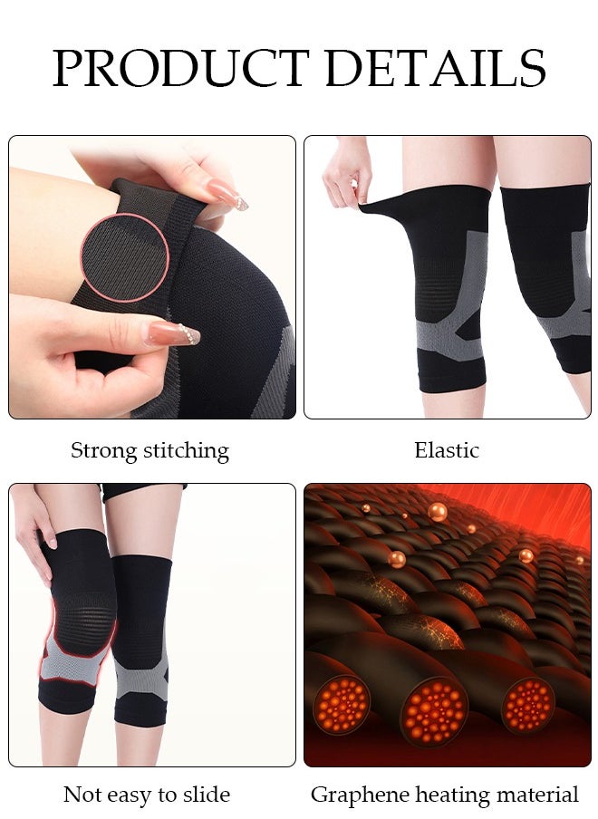 DUNISO 2PCS Knee Pad with Graphene Heating Material Compression Heating Knee Support Braces for Sports Injury Arthritis Knee Warmth Senile Cold Legs Knee Pain  - Image 3