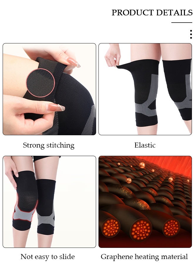 DUNISO قطعتان من وسادة الركبة مع مادة تسخين الجرافين، دعامات ضغط للتدفئة ودعم الركبة للإصابات الرياضية والتهاب المفاصل ودفء الركبة والساقين الباردة وآلام الركبة - Image 2