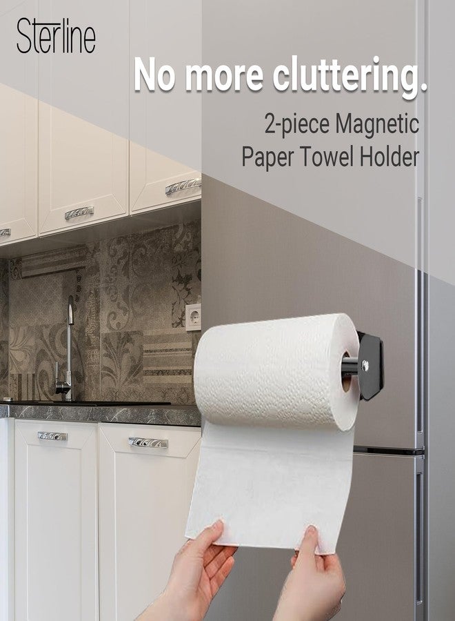 Sterline Magnetic Paper Towel Holder - 2-Piece Adjustable Heavy Duty Steel Shop Towel Holder for Toolbox, Refrigerator, & Grill - Wall Mount Organizer for Garage, RV Essentials, Kitchen, & Workshop - Image 2
