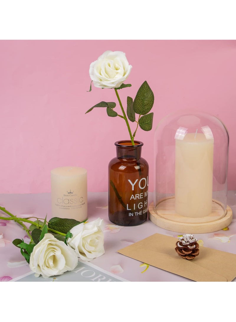 KASTWAVE 18 Pcs Fake Roses Artificial Flowers Long Stem Silk Roses Bouquet for Valentines Day Decor Home DIY Wedding Bouquets White Bridal Shower Centerpieces Arrangements Party Tables Decorations White - Image 5