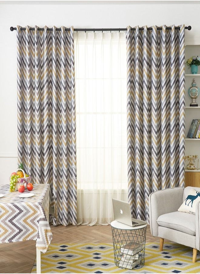 1-Piece Corrugated Printed Craft Blackout Curtain Yellow/White/Grey 140 x 240centimeter - pzsku/Z7060DCA1211DEFE27292Z/45/_/1680581209/6a19f0ad-ec83-42b6-9c22-e769a846f276