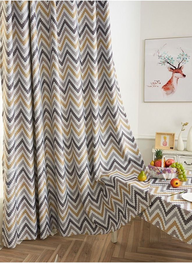 1-Piece Corrugated Printed Craft Blackout Curtain Yellow/White/Grey 140 x 240centimeter - pzsku/Z7060DCA1211DEFE27292Z/45/_/1680581211/cacb8e55-2edc-484c-abb7-3d9847f420c8