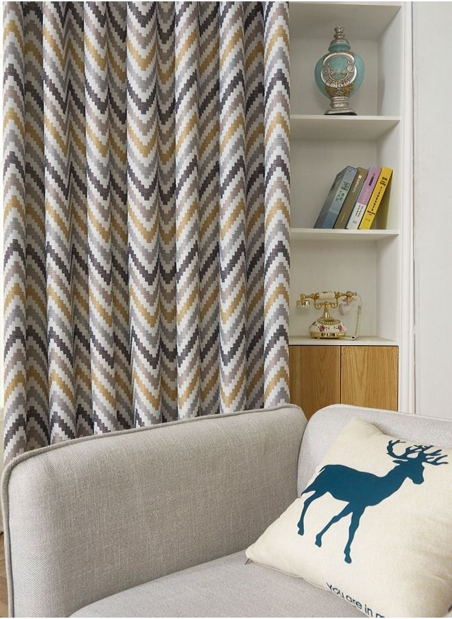 1-Piece Corrugated Printed Craft Blackout Curtain Yellow/White/Grey 140 x 240centimeter - pzsku/Z7060DCA1211DEFE27292Z/45/_/1680581212/63fbd626-643c-4147-9334-0d81d88184a4