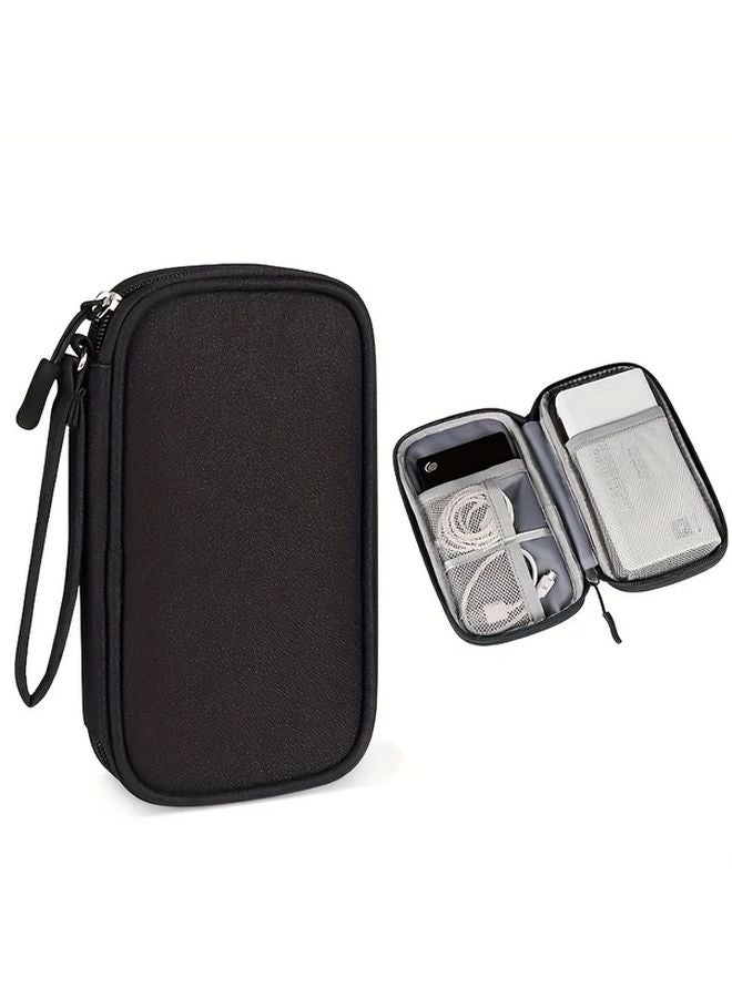 1pc Black Waterproof Digital Accessory Storage Bag For Power Banks USB Drives Headphones - Image 1