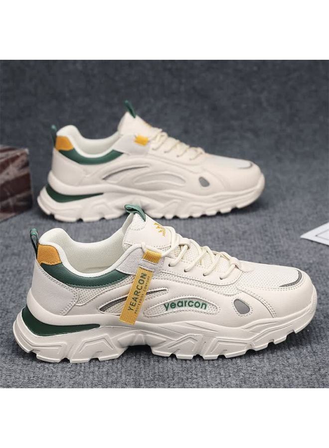 YEARCON Yierkang Men's Casual Shoes Breathable Mesh Outdoor Hiking Sports Shoes Comfortable Durable Running Shoes White/green Size 43 - Image 5