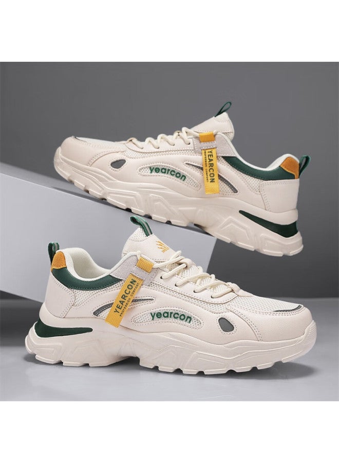 YEARCON Yierkang Men's Casual Shoes Breathable Mesh Outdoor Hiking Sports Shoes Comfortable Durable Running Shoes White/green Size 43 - Image 3