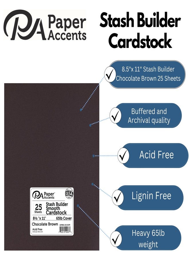 آكسنت ديزاين بيبار آكسينتس بطاقات PA Paper Accents Stash Builder مقاس 8.5 بوصة × 11 بوصة، لون بني شوكولاتة، ورق ملون بوزن 65 رطلاً لصنع البطاقات، وسجلات القصاصات، والطباعة، واللف، والحرف اليدوية، عبوة من 25 قطعة - Image 2