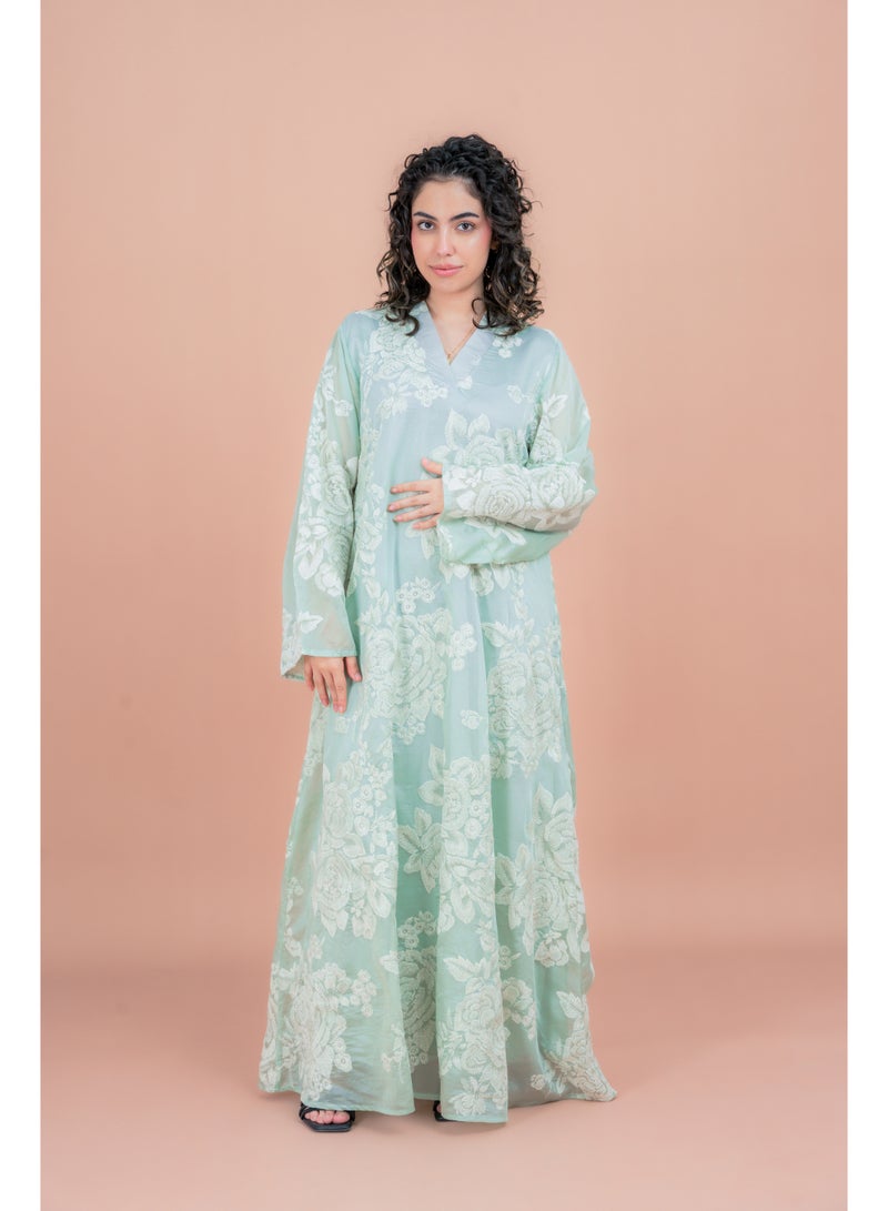 IKKXA Floral Embroidered Jalabiya - Image 1