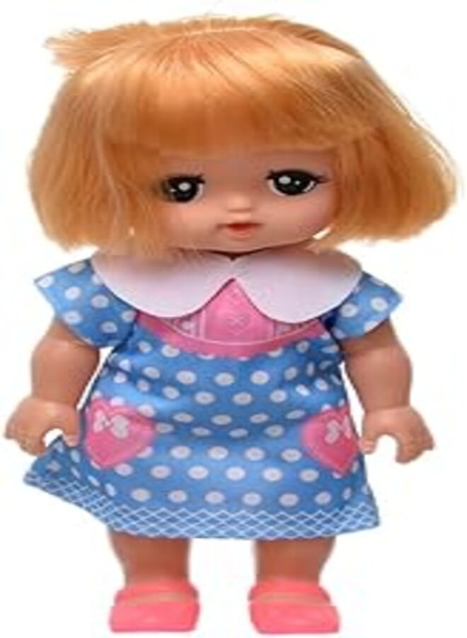 Plastic Pretty Baby Doll With Colorful Dress And Short Gold Hair For Girls - Multi Color