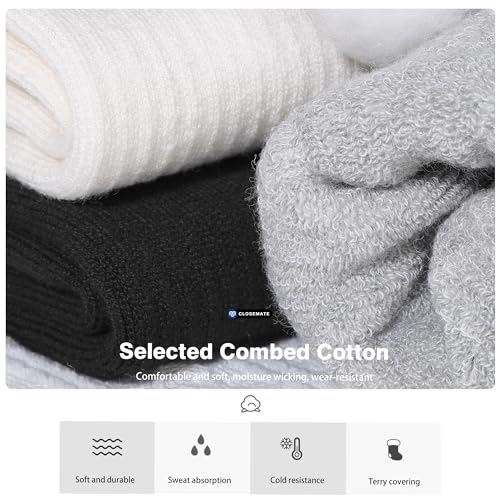 CLOSEMATE Mens Thermal Winter Crew Socks for Boots Thick and Warm for Cold Weather Work Hiking 5 Pairs(5 Black, Size L) - Image 4