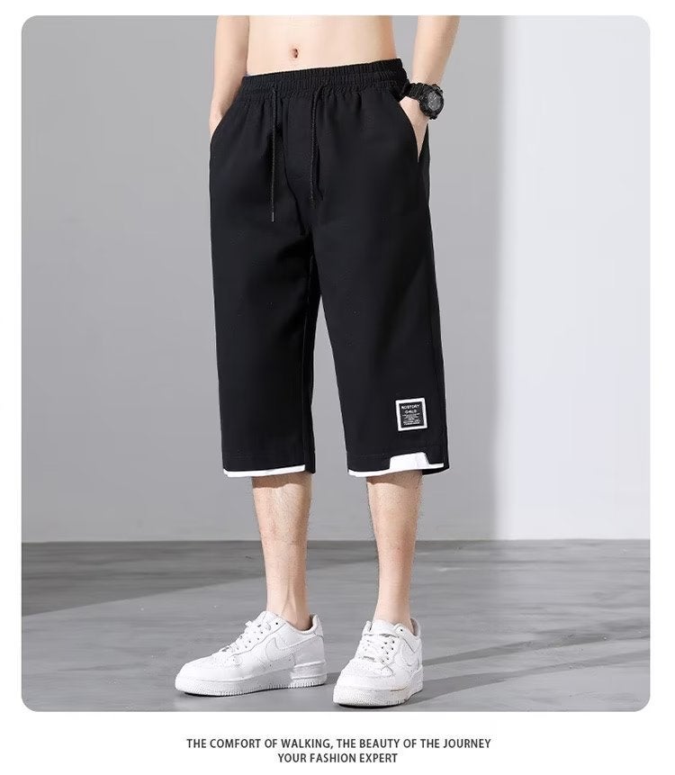Shorts Summer Boys Thin Ice Silk Cropped Casual Pants Loose Plus Size Plus Fertilizer Plus Sports Pants For Men - Image 5