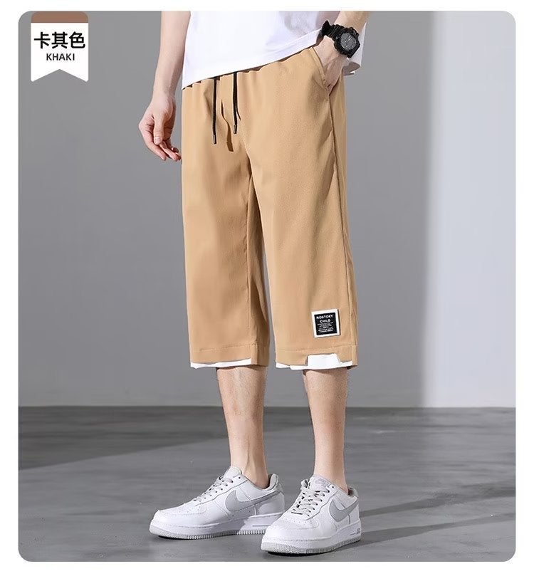 Shorts Summer Boys Thin Ice Silk Cropped Casual Pants Loose Plus Size Plus Fertilizer Plus Sports Pants For Men - Image 3