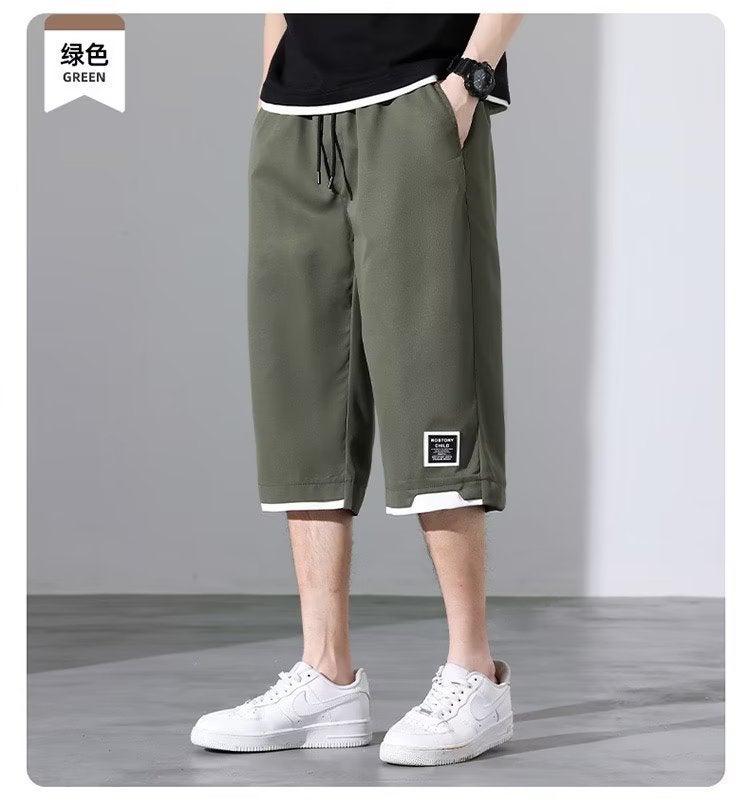 Shorts Summer Boys Thin Ice Silk Cropped Casual Pants Loose Plus Size Plus Fertilizer Plus Sports Pants For Men - Image 4
