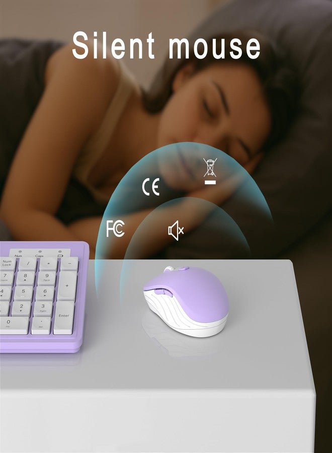 MPTOG Wireless Keyboard and Mouse Combo, Full-Size 104-Key Office Keyboard with 15 Function Keys, Numeric Keypad, Single USB Receiver, Compatible with PC and Laptop(Purple White) - Image 5