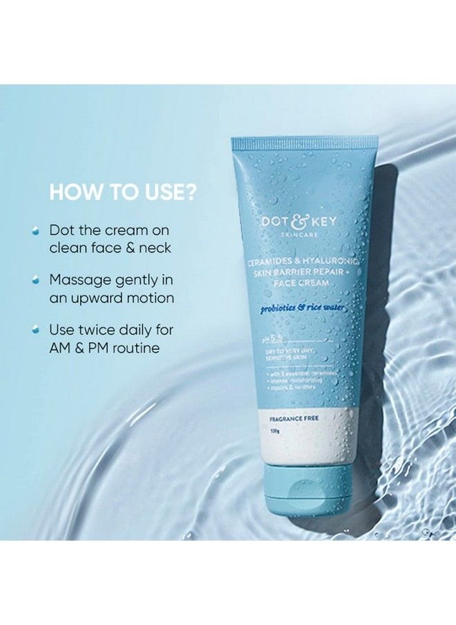 Dot & Key - Ceramides & Hyaluronic Hydrating Face Cream With Probiotic & Rice Water I Barrier Repair For Dry Skin 100G - Image 1